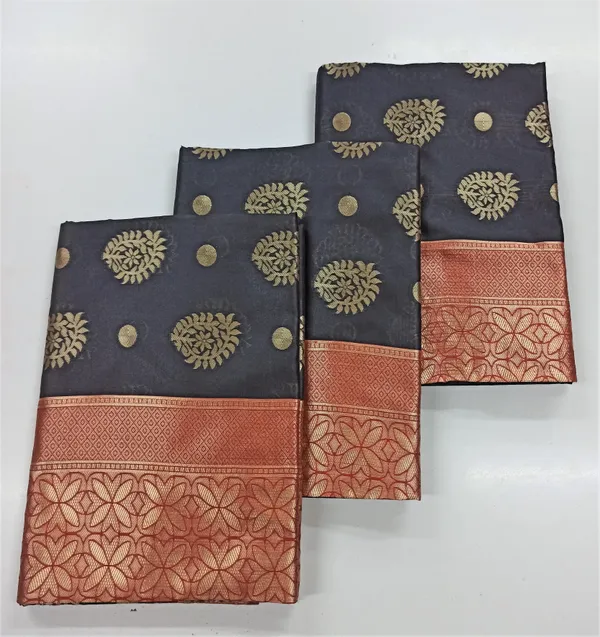 Black_Soft_Lichi_Silk_Saree_For_Women
