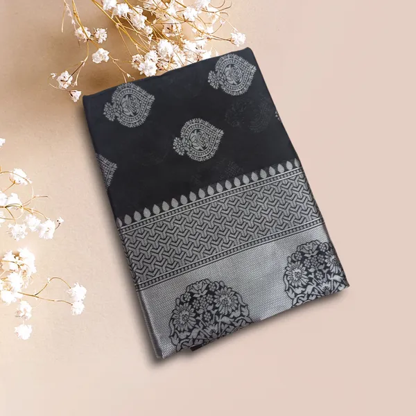 Black_Soft_Lichi_Silk_Saree_For_Women