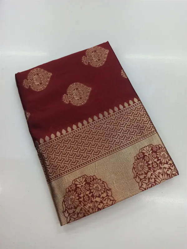 Maroon_Soft_Lichi_Silk_Saree_For_Women