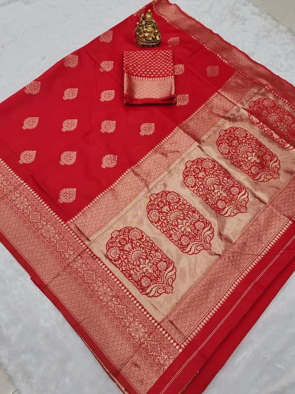 Red_Soft_Lichi_Silk_Saree_For_Women