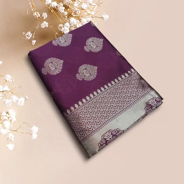 Wine_Soft_Lichi_Silk_Saree_For_Women