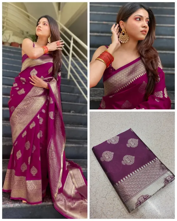 Wine_Soft_Lichi_Silk_Saree_For_Women