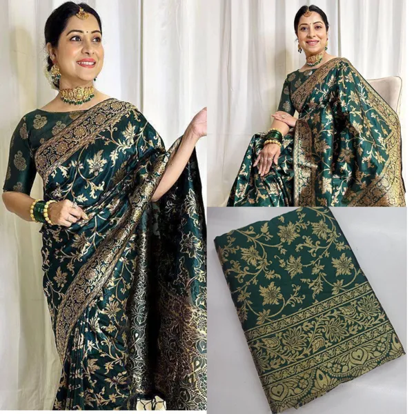 Green_Banarasi_Soft_Lichi_Silk_Saree_For_Women