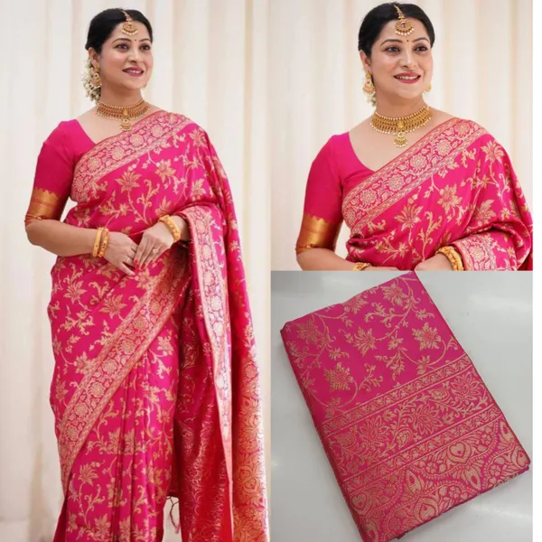 Pink_Banarasi_Soft_Lichi_Silk_Saree_For_Women