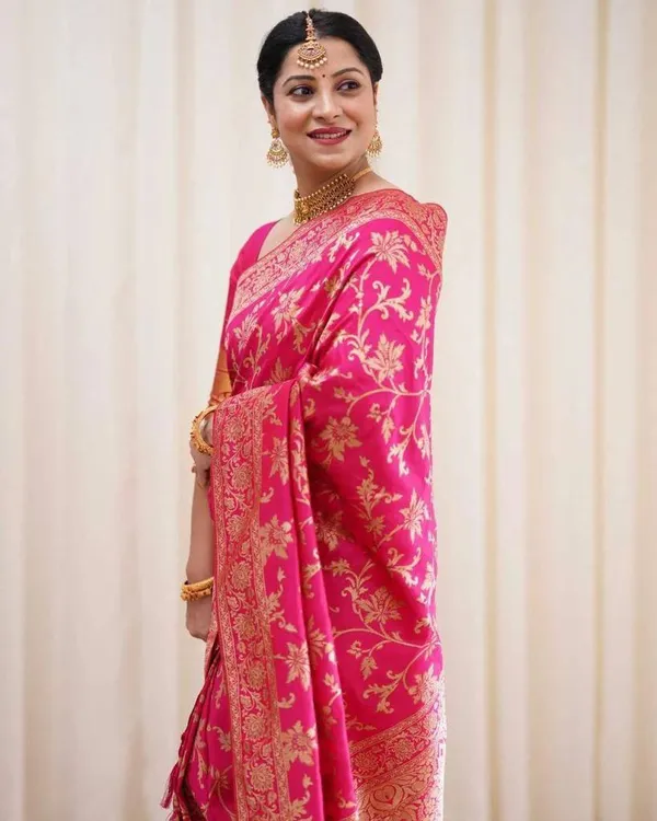 Pink_Banarasi_Soft_Lichi_Silk_Saree_For_Women