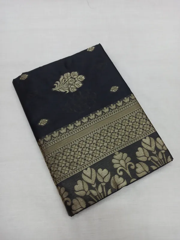 Black_Soft_Lichi_Silk_Saree_For_Women