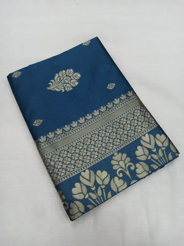 Blue_Soft_Lichi_Silk_Saree_For_Women