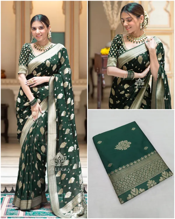 Green_Soft_Lichi_Silk_Saree_For_Women