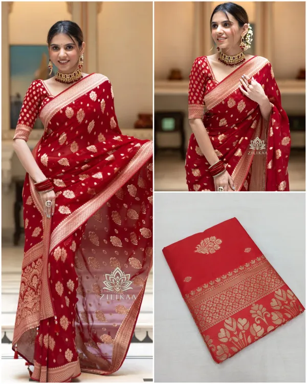 Red_Soft_Lichi_Silk_Saree_For_Women