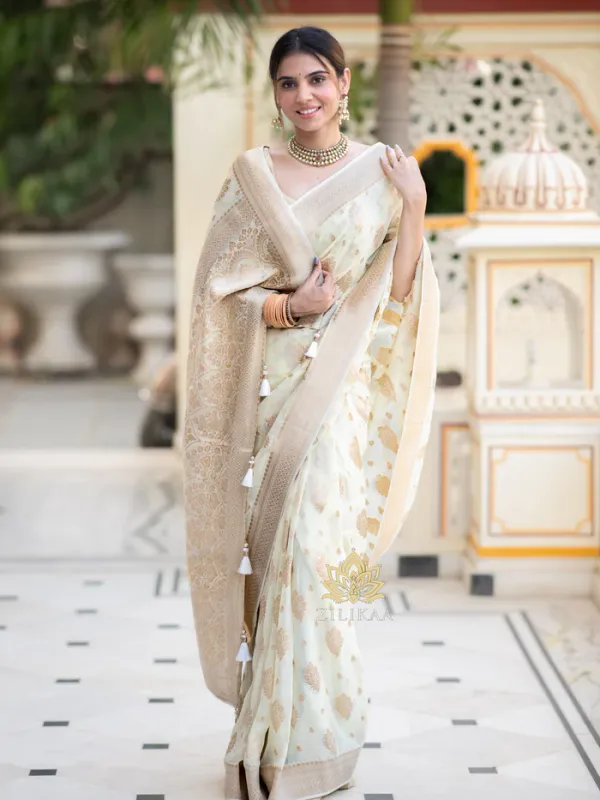 White_Soft_Lichi_Silk_Saree_For_Women