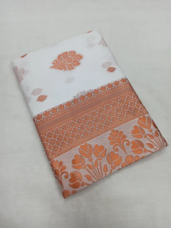 White_Soft_Lichi_Silk_Saree_For_Women