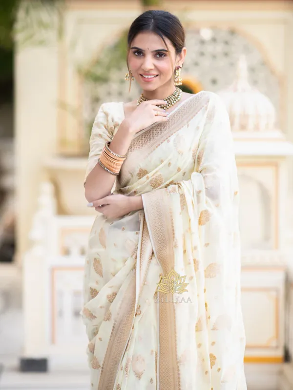 White_Soft_Lichi_Silk_Saree_For_Women