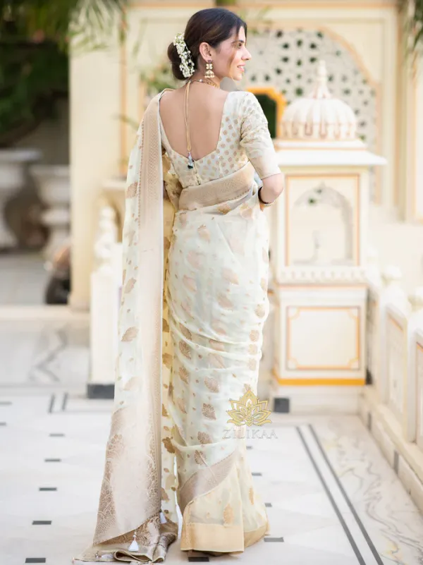 White_Soft_Lichi_Silk_Saree_For_Women