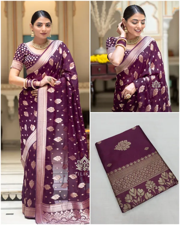 Wine_Soft_Lichi_Silk_Saree_For_Women