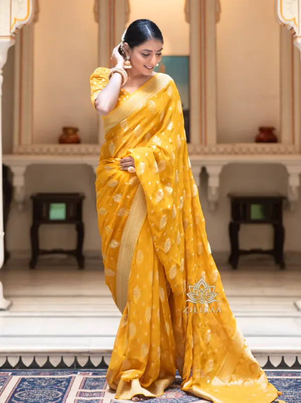 Yellow_Soft_Lichi_Silk_Saree_For_Women