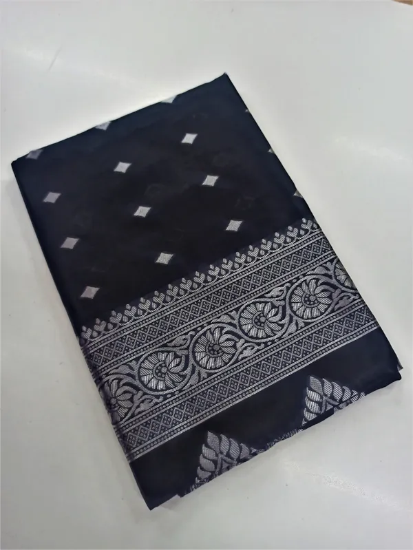 Black_Banarasi_Soft_Lichi_Silk_Saree_For_Women