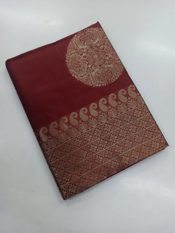 Maroon_Soft_Lichi_Silk_Saree_For_Women