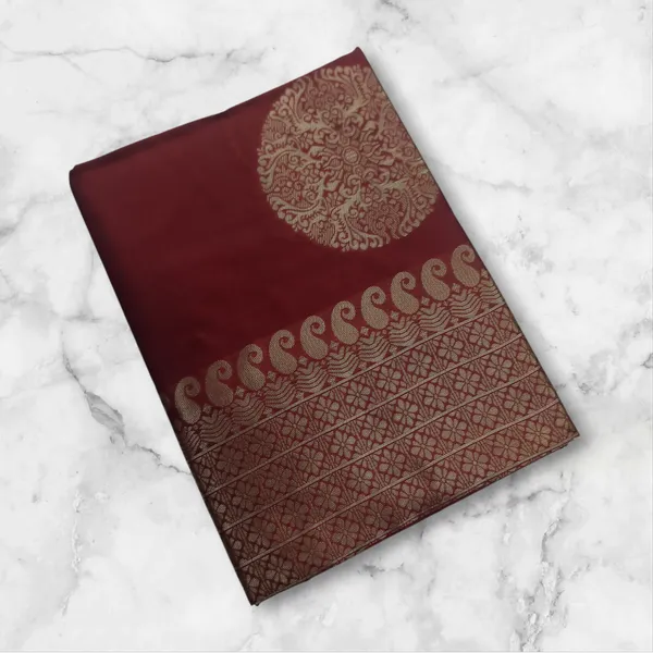 Maroon_Soft_Lichi_Silk_Saree_For_Women