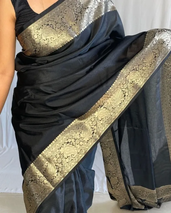 Black_Banarasi_Soft_Lichi_Silk_Saree_For_Women
