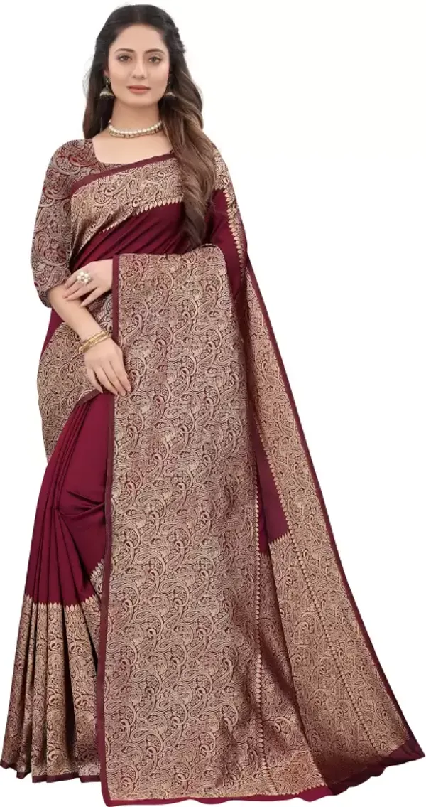 Maroon_Soft_Lichi_Silk_Saree_For_Women