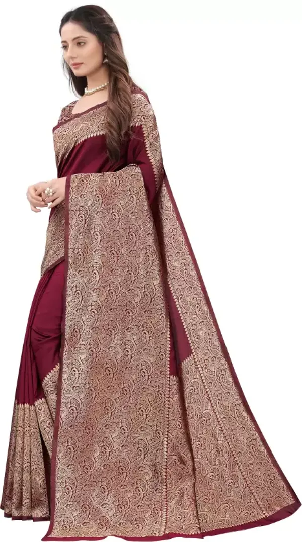 Maroon_Soft_Lichi_Silk_Saree_For_Women