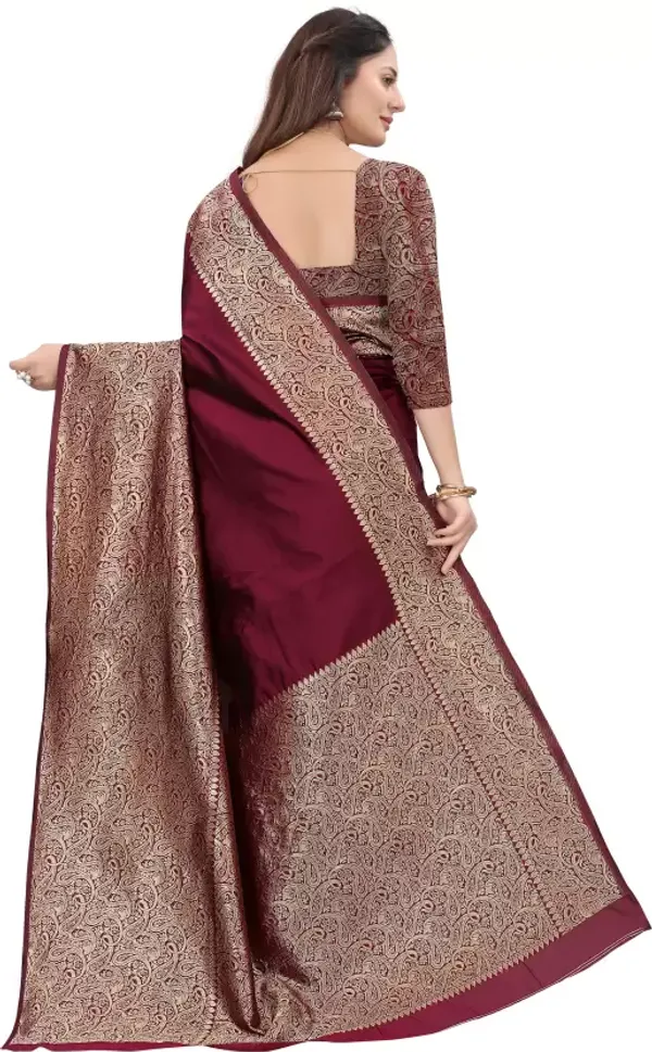 Maroon_Soft_Lichi_Silk_Saree_For_Women