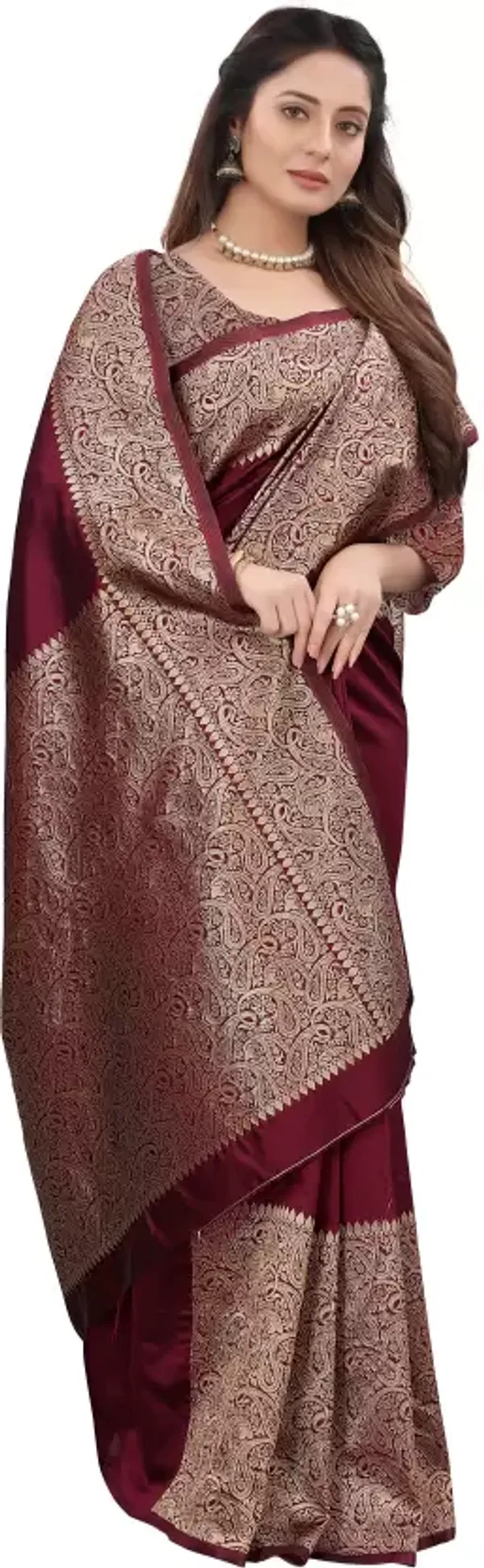 Maroon_Soft_Lichi_Silk_Saree_For_Women