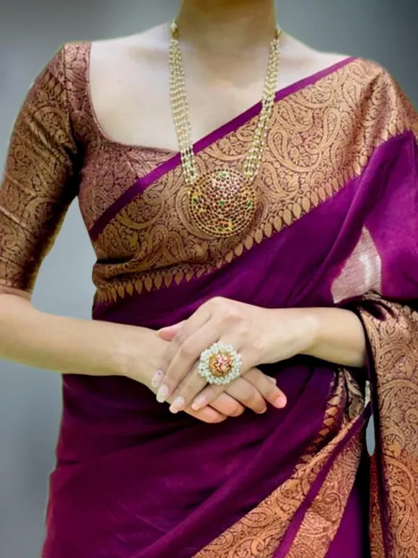 Wine_Soft_Lichi_Silk_Saree_For_Women