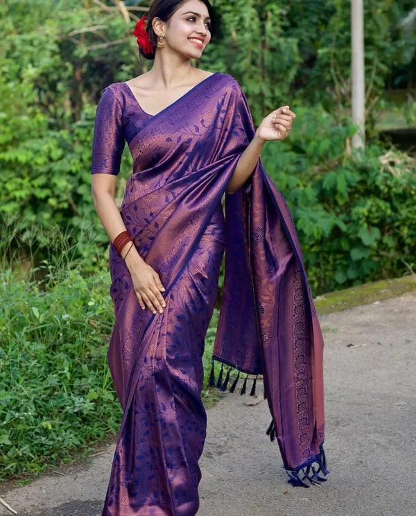 Purple_Soft_Lichi_Silk_Saree_For_Women