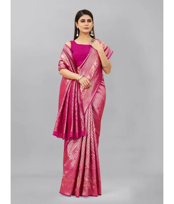 Pink_Soft_Lichi_Silk_Saree_For_Women
