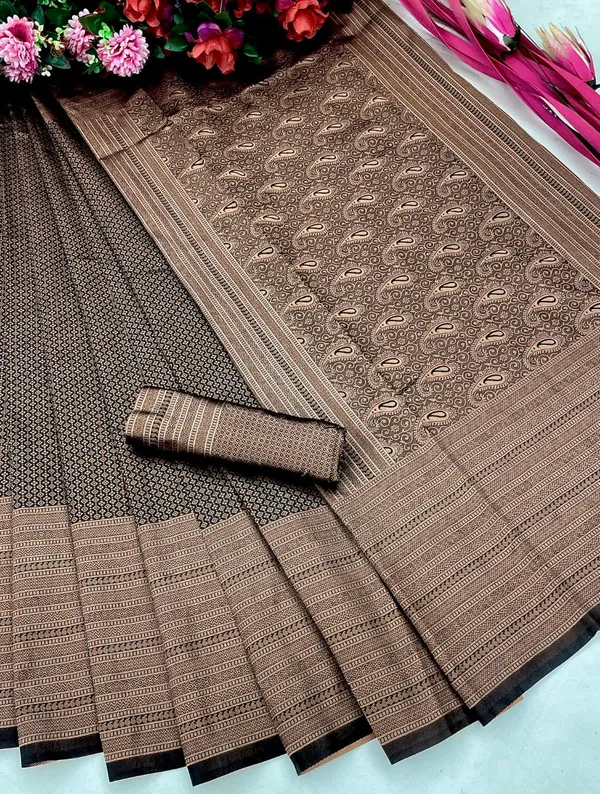 Black_Soft_Lichi_Silk_Saree_For_Women