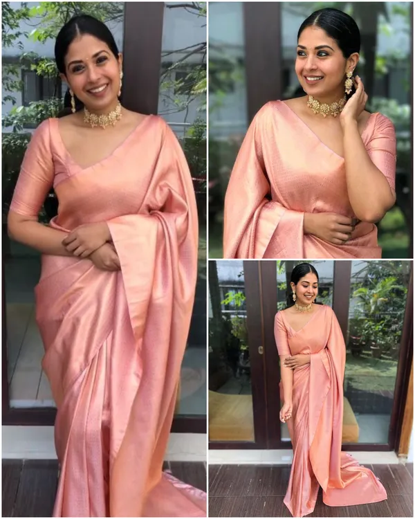 Peach_Soft_Lichi_Silk_Saree_For_Women