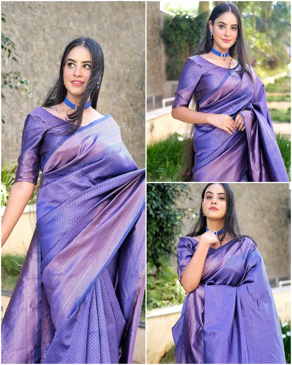Royal_Blue_Soft_Lichi_Silk_Saree_For_Women