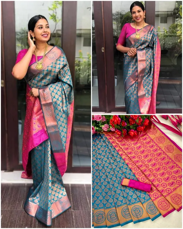 Green_Soft_Lichi_Silk_Saree_For_Women