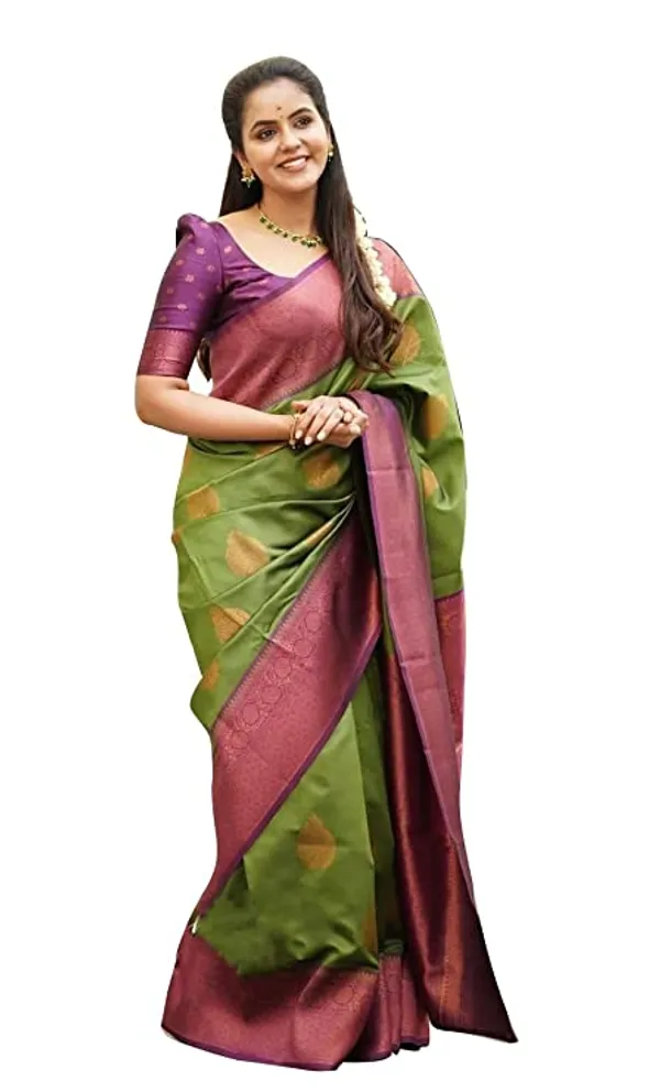 Green_Soft_Lichi_Silk_Saree_For_Women