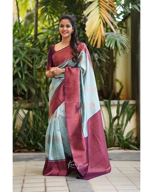 Sky_Blue_Soft_Lichi_Silk_Saree_For_Women