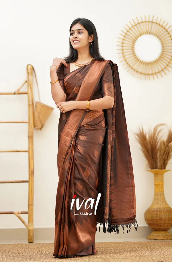 Brown_Soft_Lichi_Silk_Saree_For_Women