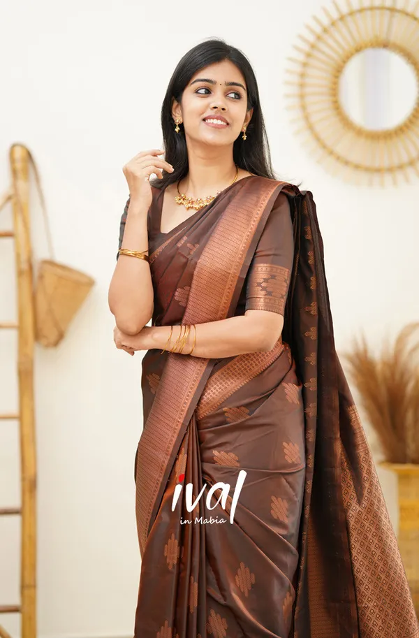 Brown_Soft_Lichi_Silk_Saree_For_Women
