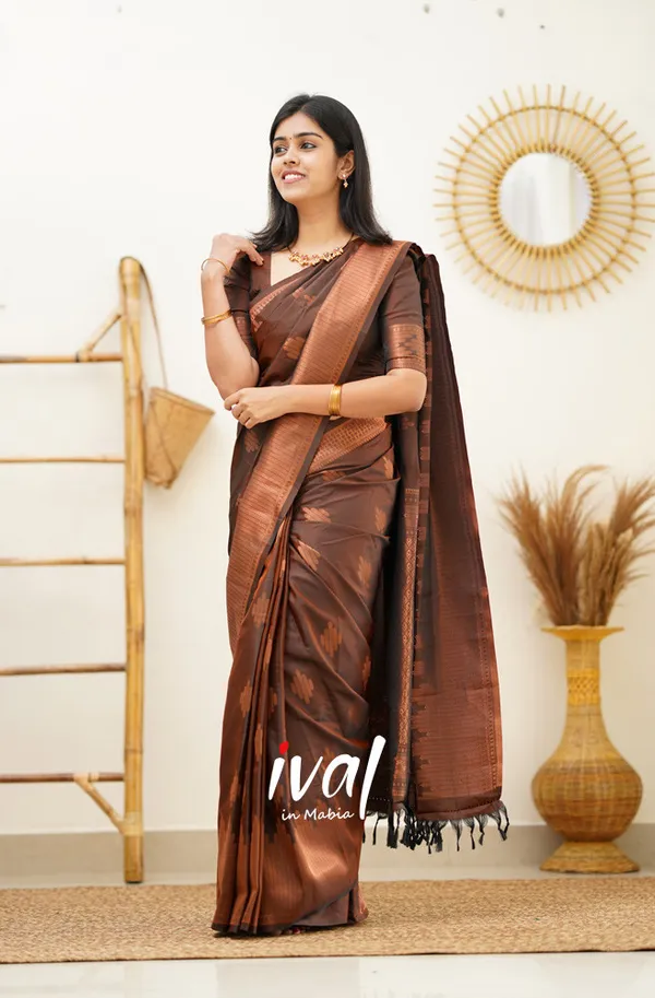 Brown_Soft_Lichi_Silk_Saree_For_Women