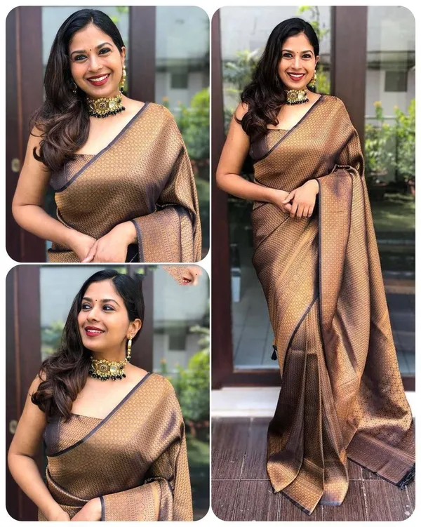 Black_Soft_Lichi_Silk_Saree_For_Women
