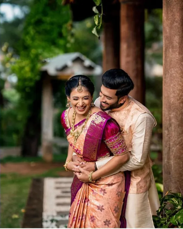 Peach_Banarasi_Soft_Lichi_Silk_Saree_For_Women