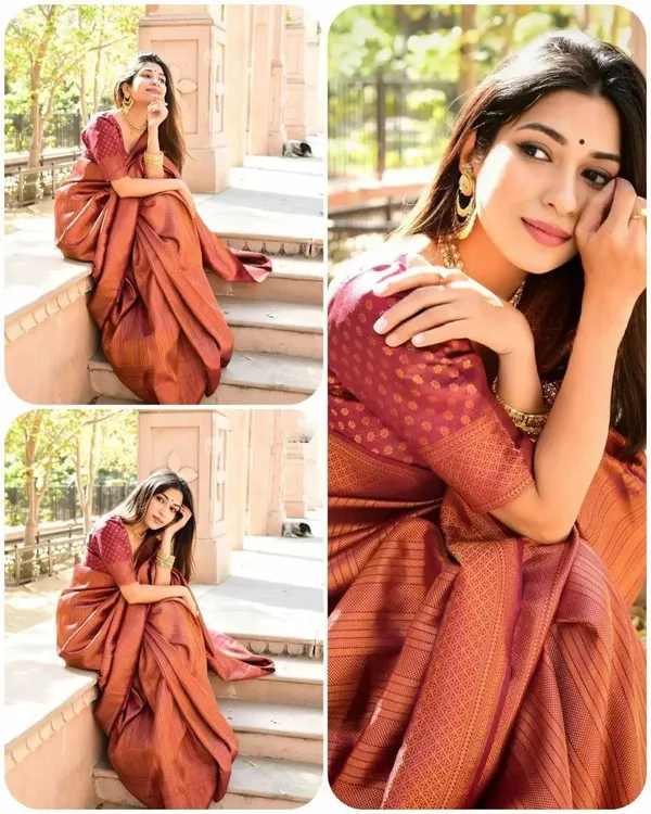 Maroon_Soft_Lichi_Silk_Saree_For_Women