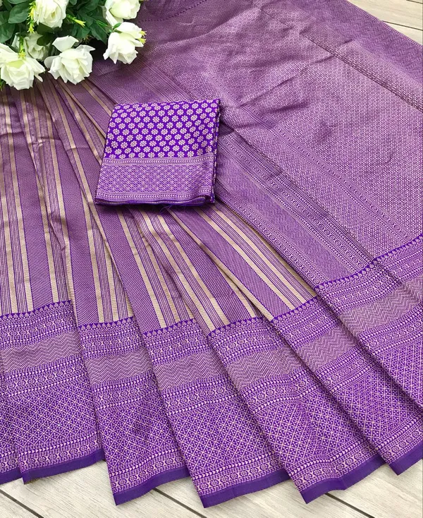 Royal_Blue_Soft_Lichi_Silk_Saree_For_Women