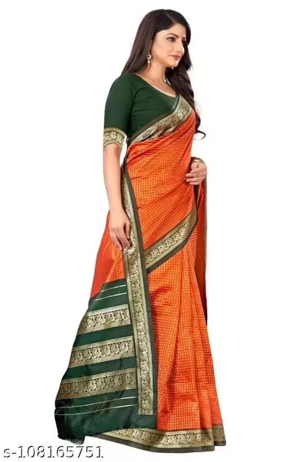 Orange_Soft_Lichi_Silk_Saree_For_Women