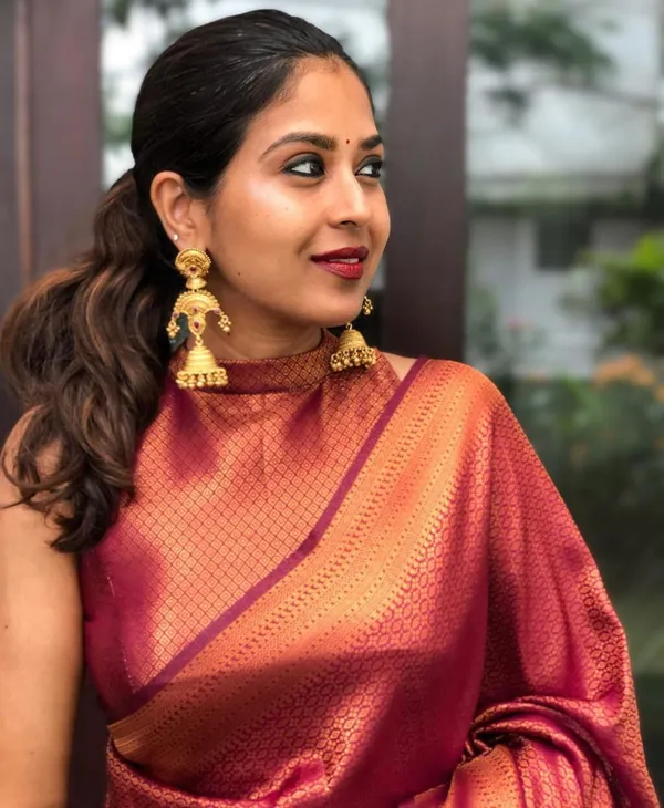 Maroon_Soft_Lichi_Silk_Saree_For_Women