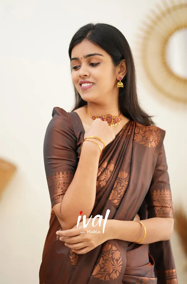 Brown_Soft_Lichi_Silk_Saree_For_Women