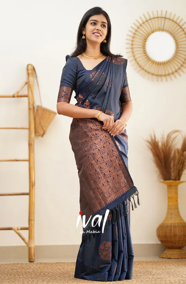 Navy_Blue_Soft_Lichi_Silk_Saree_For_Women