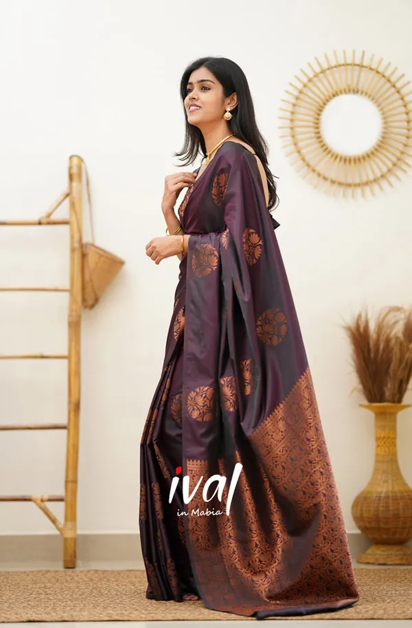 Wine_Soft_Lichi_Silk_Saree_For_Women