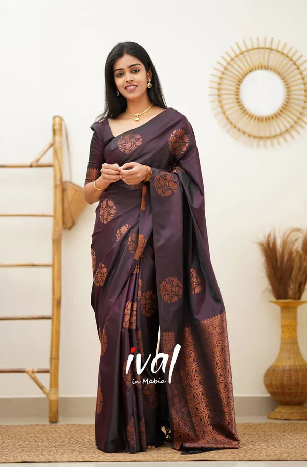 Wine_Soft_Lichi_Silk_Saree_For_Women