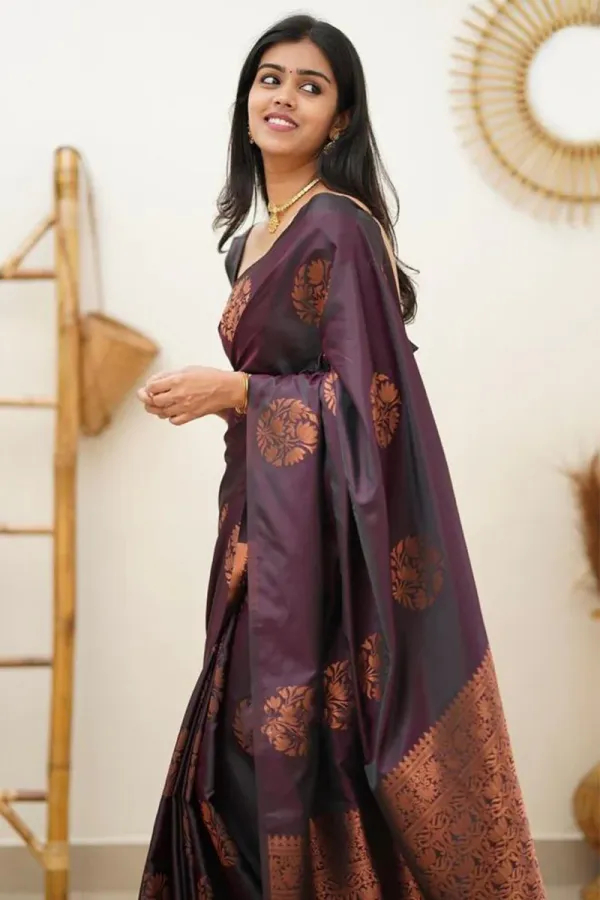 Wine_Soft_Lichi_Silk_Saree_For_Women